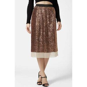 Topshop Sequin Pleated Midi Skirt US 2